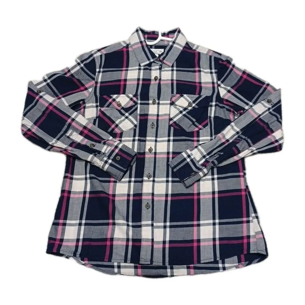 Magellan Womens Shirt Size S Small Purple Plaid Long Sleeve Outdoorsy Flannel